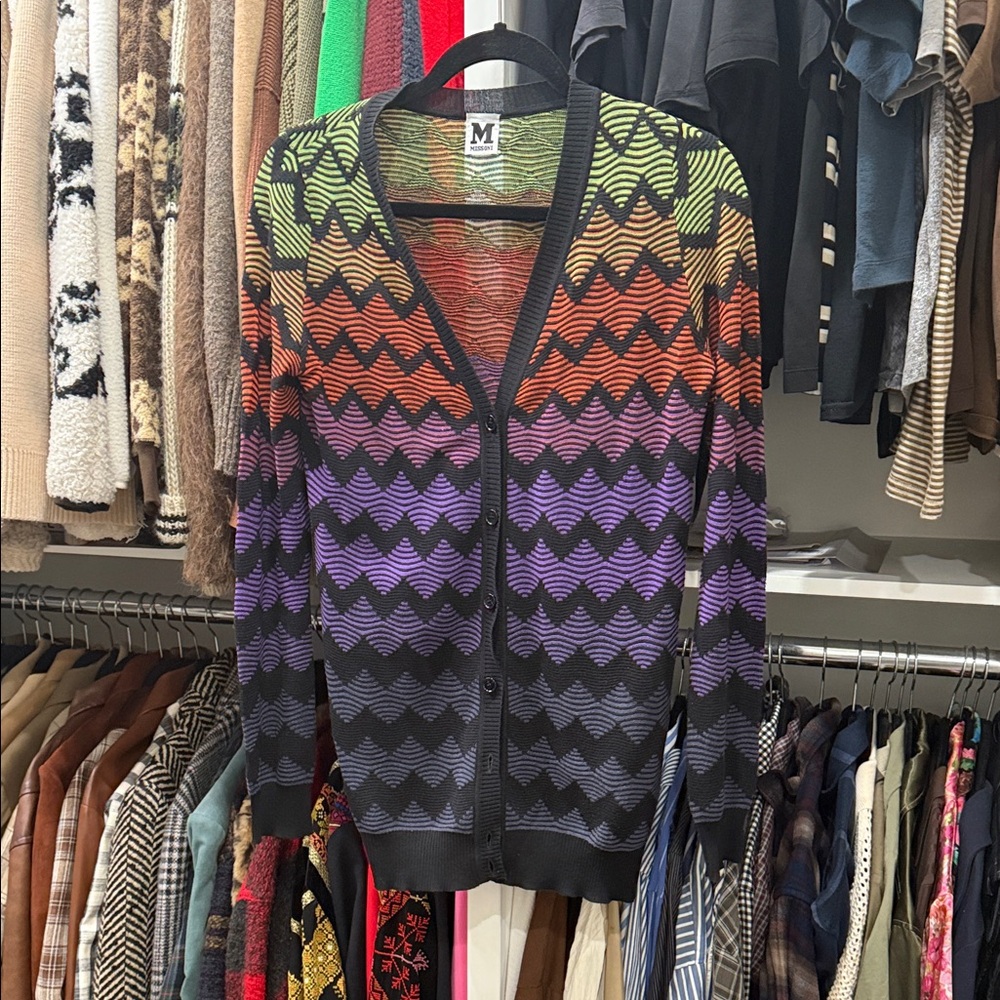 Missoni Black, Orange, Purple Chevron Cardigan